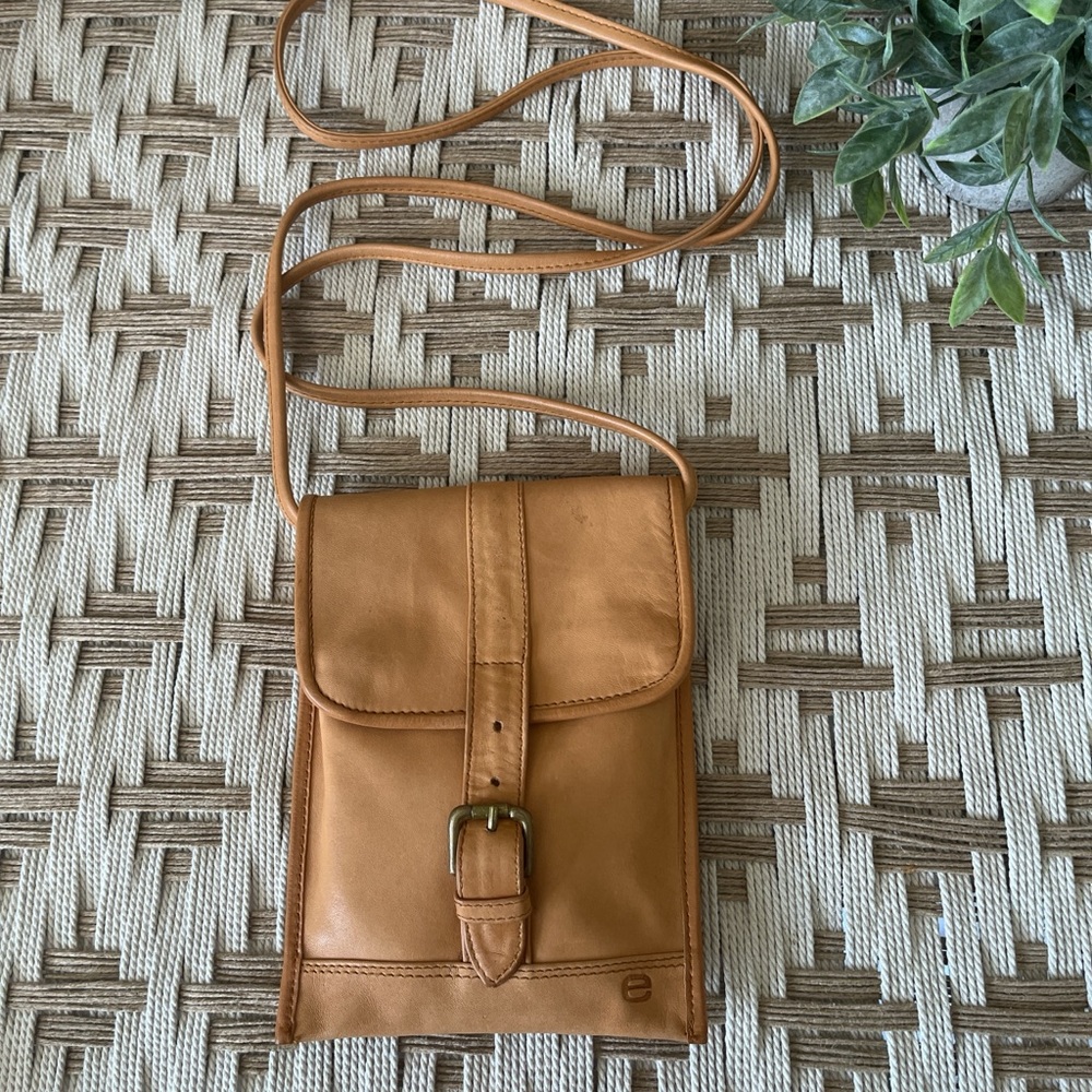 Ellington Leather Crossbody Mini Bag Tan Boho Minimalist Organizer - Picture 5 of 8